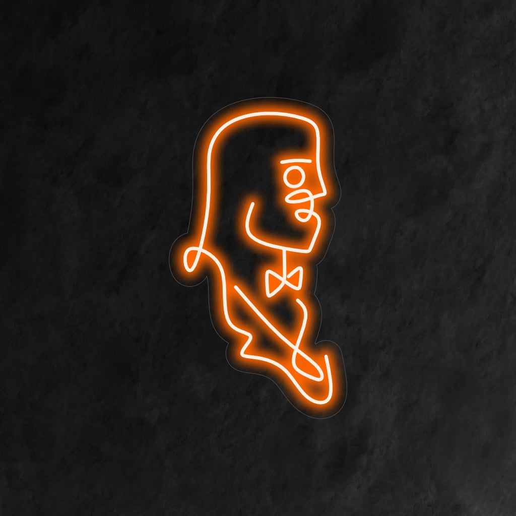 "Placa de neon de homem abstrato" - Uma cativante luz de neon com uma representação abstrata de um homem, trazendo arte moderna para seu ambiente.