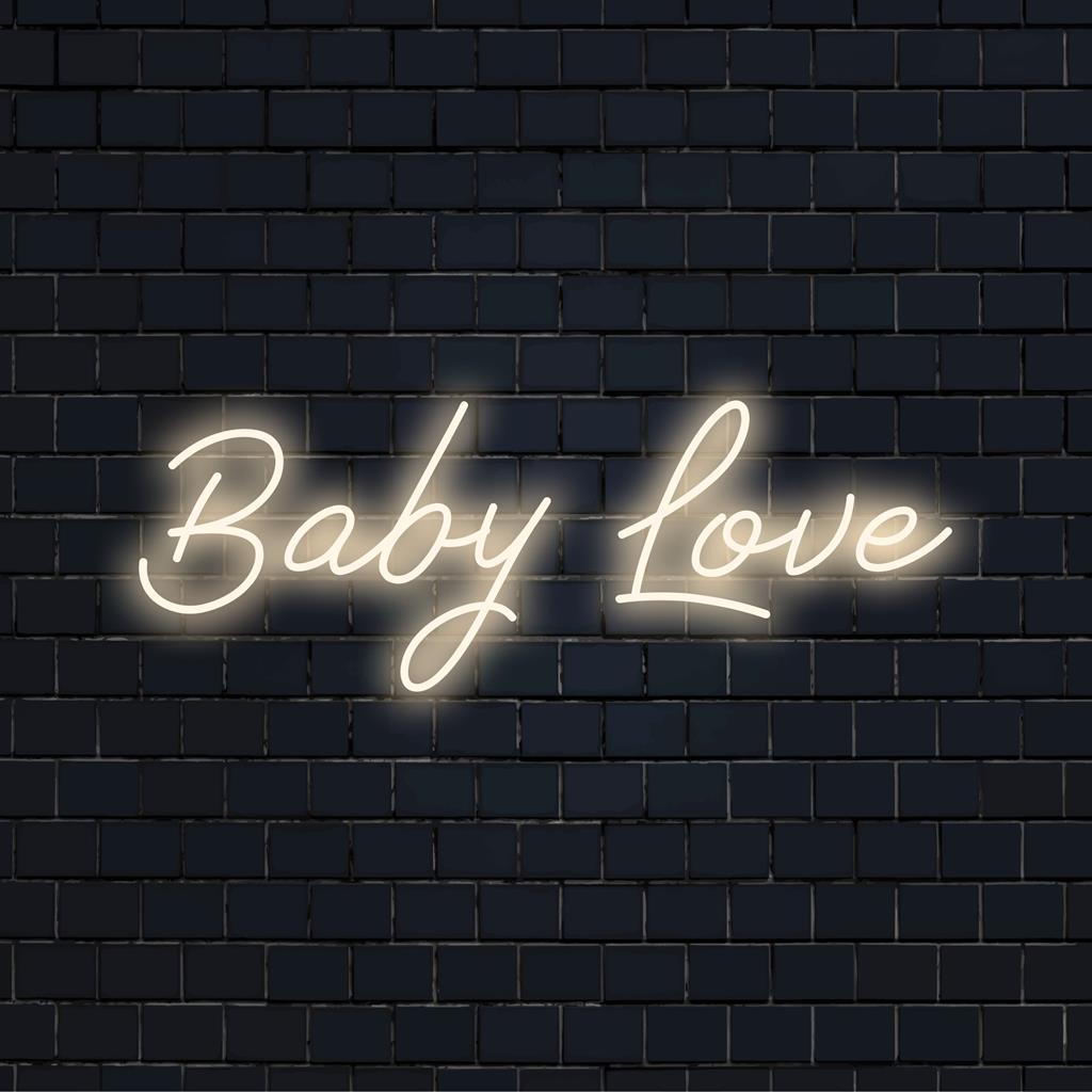 Placa de neon LED brilhante com texto divertido Baby Love, perfeita para um berçário ou sala de jogos, adicionando calor e amor com um brilho suave.