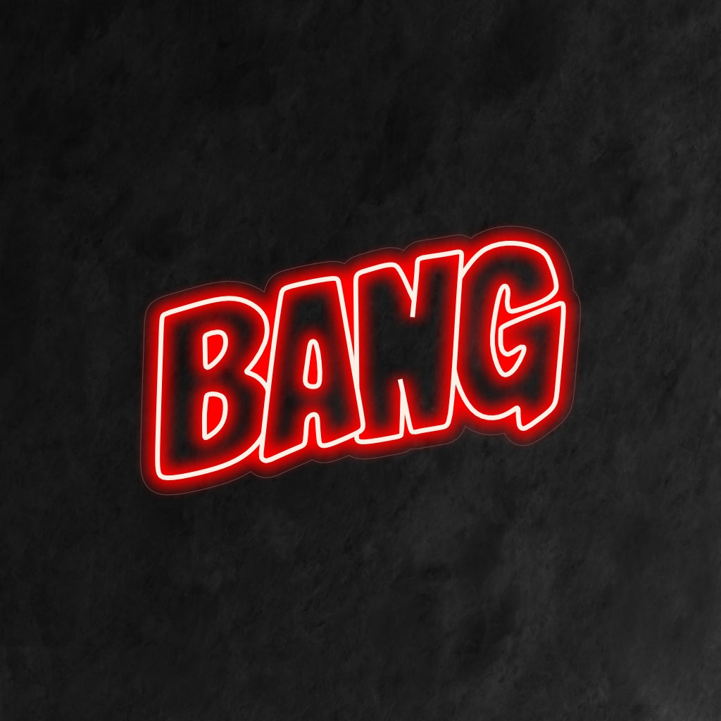 "Bang Neon Sign" é uma adição expressiva e impactante ao seu interior. Uma luz neon que traz uma explosão de energia e entusiasmo com a palavra "Bang".