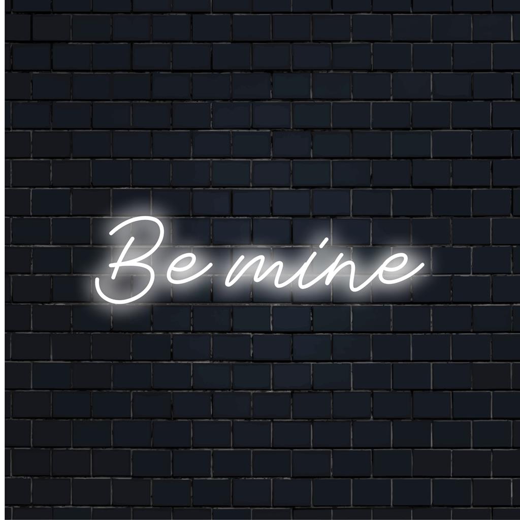 Letreiro de neon LED personalizado Be Mine: arte de texto neon rosa brilhante, perfeita para decoração romântica com luz neon e design de letreiro de neon personalizado.