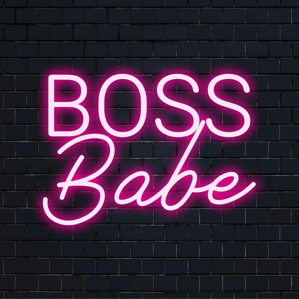 Letreiro de neon Boss Babe; uma peça de LED vibrante que exala poder, ideal para decoração chique e estilos de iluminação de parede personalizados.