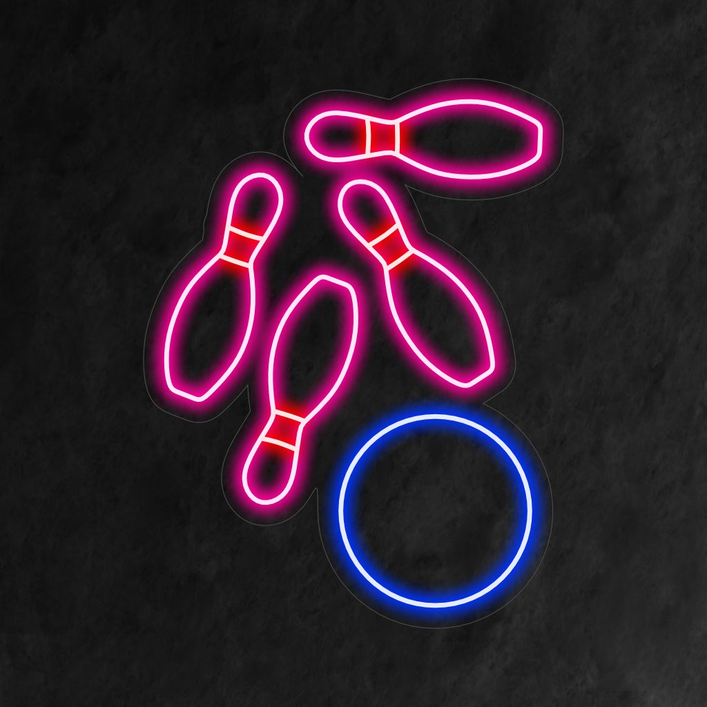 "Bowling Neon Sign" é uma adição divertida e energética ao seu ambiente de entretenimento. Uma luz neon que captura a emoção do boliche.