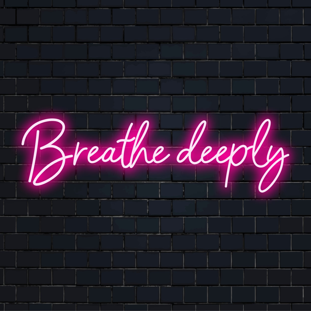 Placa de LED neon Breathe Deeply, uma peça de arte feita à mão, perfeita para decoração exclusiva de casa ou escritório.