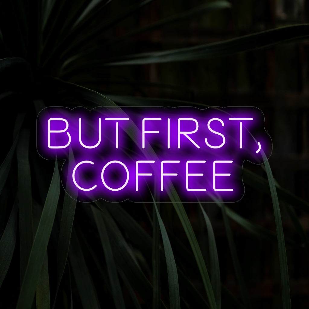 O letreiro neon "Mas Primeiro, Café" irradia a vibração perfeita da manhã com um ícone de xícara fumegante, lembrando você de priorizar sua dose de café. Ideal para amantes de café e ambientes aconchegantes de cafeterias.