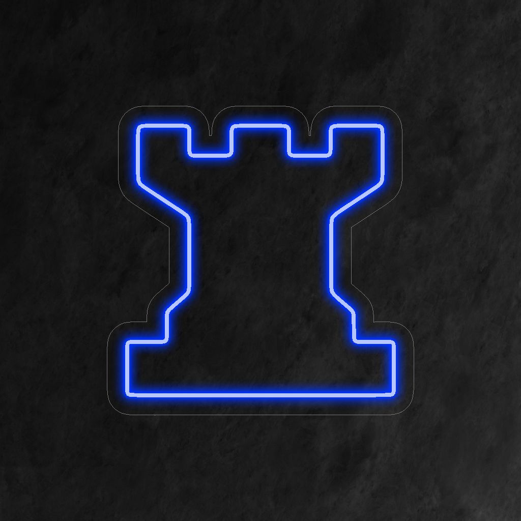 "Placa de neon em forma de torre de xadrez" ��� Uma luz de neon ousada e estratégica que exibe o icônico design da torre de xadrez, dando ao seu espaço elegância majestosa e presença imponente.