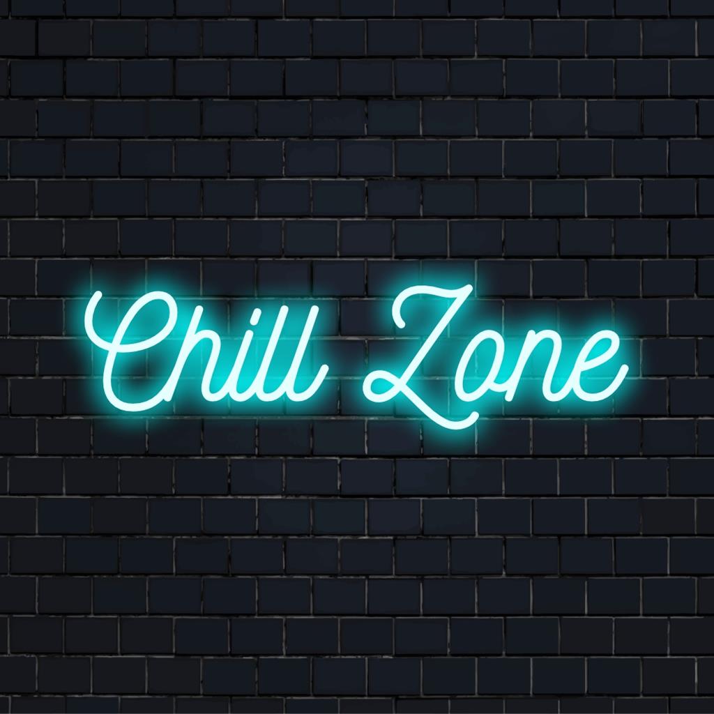 Placa de neon personalizada e brilhante Chill Zone, adicionando um ambiente relaxante a qualquer espaço com arte de LED vibrante.