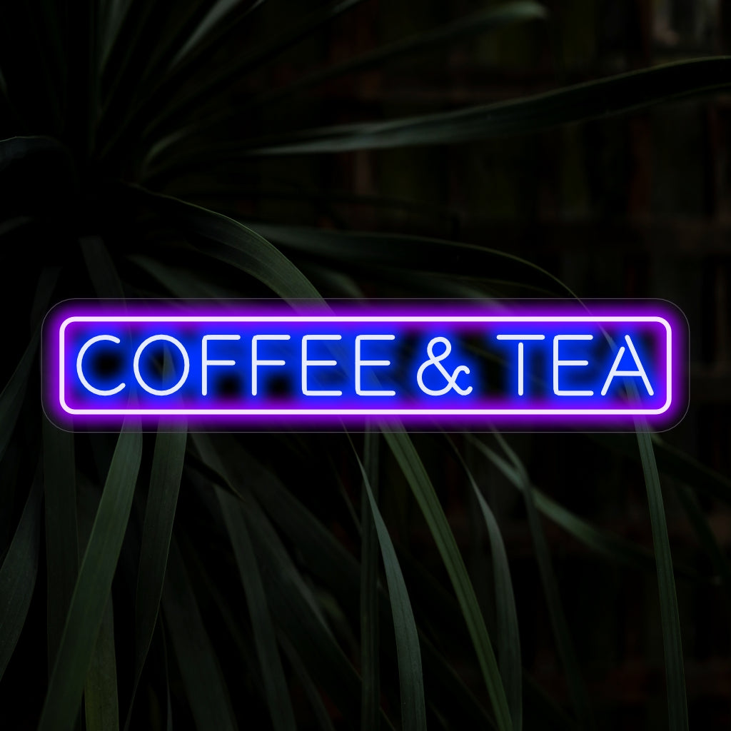 "Placa de neon para café e chá" ��� Uma luz de neon aconchegante e convidativa exibindo as palavras "Café e chá", dando ao seu café ou cozinha um ambiente acolhedor e acolhedor.