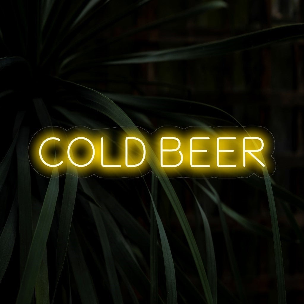 "Placa de neon de cerveja gelada" ��� Uma luz de neon vibrante e refrescante exibindo as palavras "Cerveja gelada", dando ao seu bar ou área de entretenimento um ambiente descolado e convidativo.