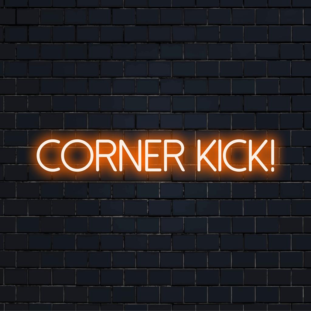 Placa de neon LED personalizada e brilhante "Corner Kick!", uma impressionante peça de arte de parede neon que ilumina qualquer espaço com um toque esportivo.