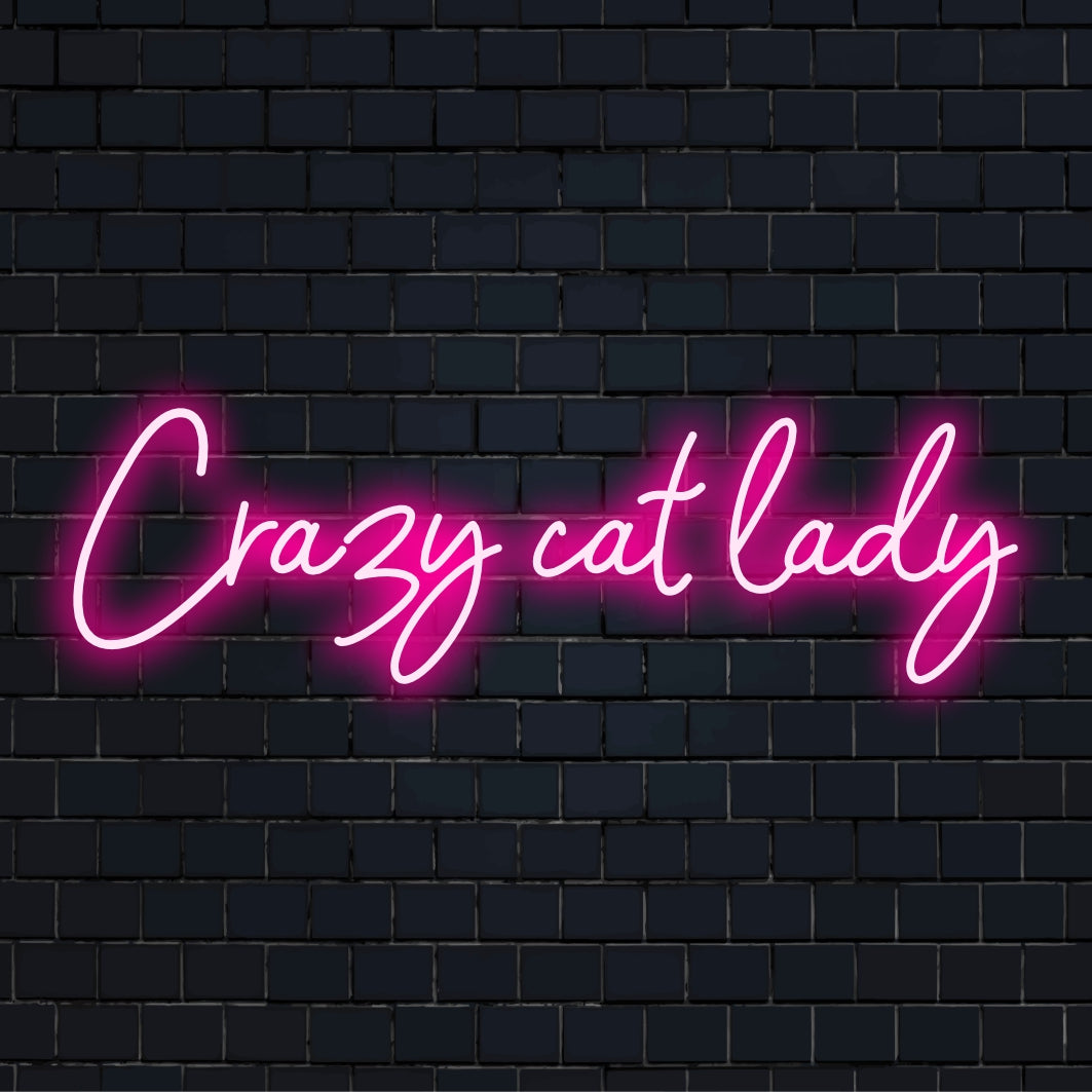 Placa de neon LED brilhante e divertida Crazy Cat Lady, decoração de luz neon perfeita para entusiastas de felinos e espaços aconchegantes.