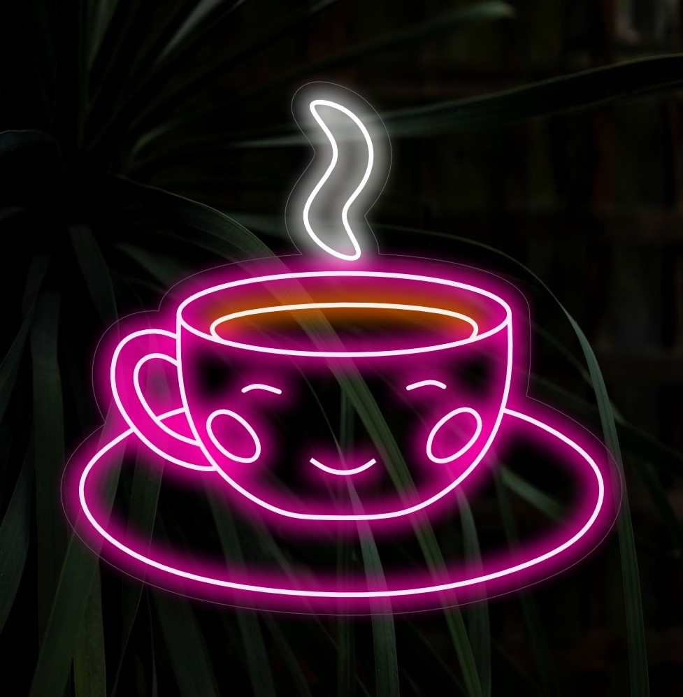 A "Placa de Neon com Xícara de Café Feliz e Fofa" apresenta um design adorável e sorridente de xícara de café, adicionando um toque alegre e convidativo ao seu cantinho do café. Ilumine seu espaço com esta encantadora luz neon para um ambiente aconchegante.