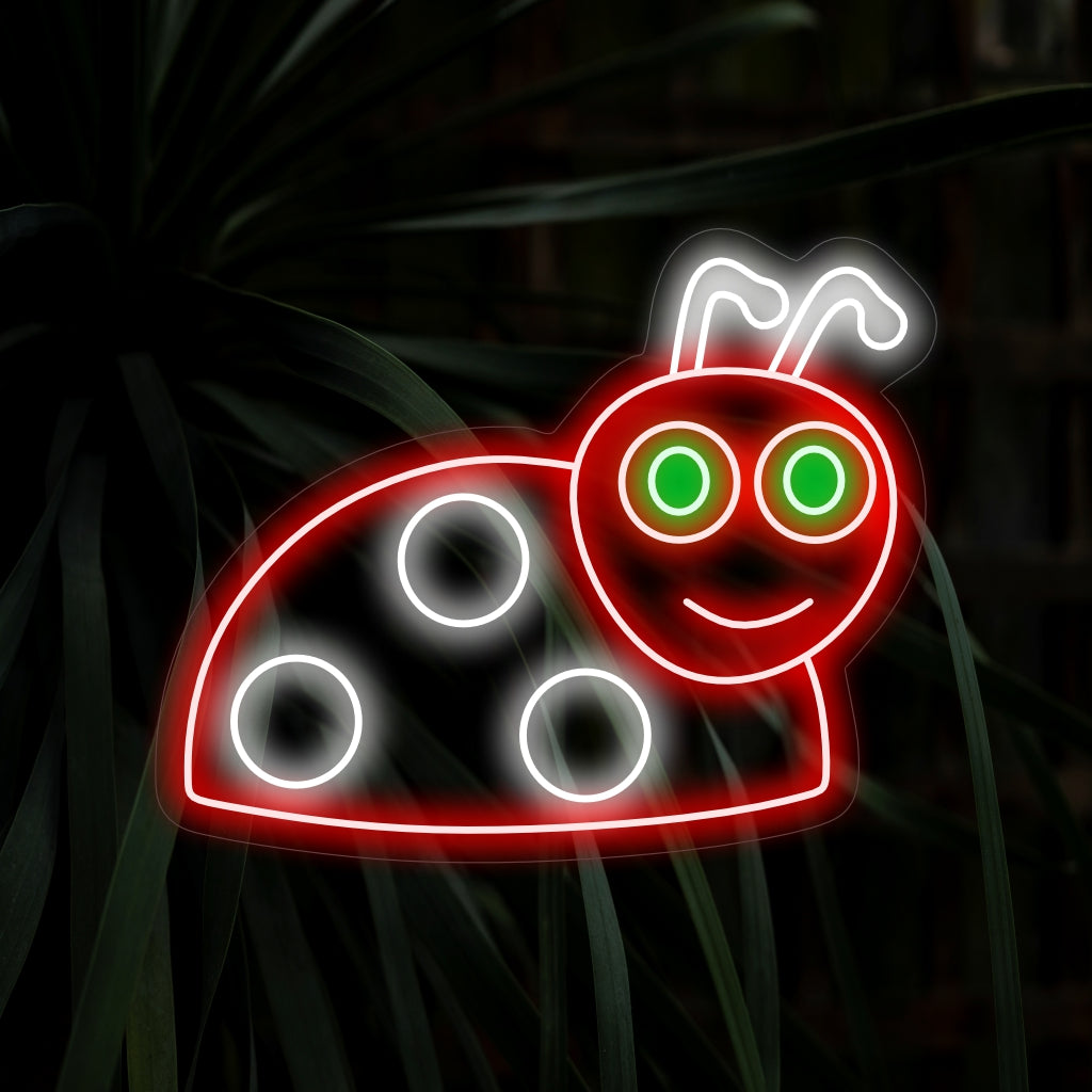 "Placa de neon com joaninha sorridente e fofa" irradia um brilho neon, infundindo seu espaço com vibrações divertidas e alegres, perfeitas para criar um ambiente alegre e charmoso.