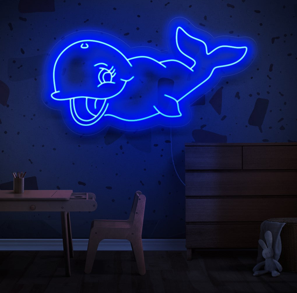 "Placa de néon com sorriso fofo de baleia" acende com um brilho neon, infundindo seu espaço com alegria e vibrações adoráveis, perfeita para criar um ambiente lúdico e agradável em quartos ou áreas de lazer.