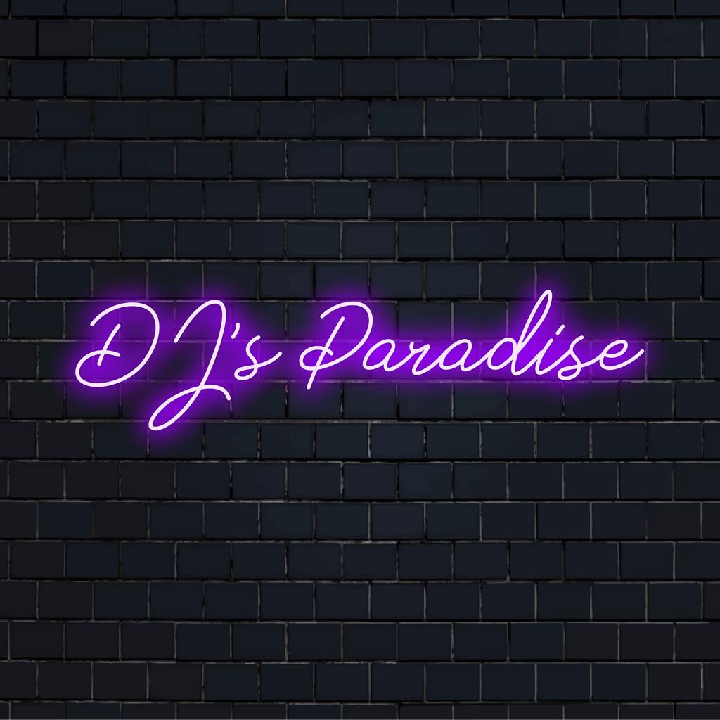 Placa de neon LED personalizada para o DJ's Paradise: uma arte de luz vibrante, perfeita para criar uma atmosfera animada em qualquer espaço.