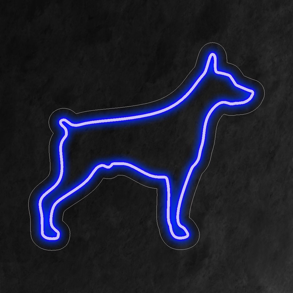 A "placa de neon do Doberman" acende com um brilho intenso, infundindo seu espaço com a força e a lealdade associadas a essa raça canina icônica, perfeita para amantes de cães e ambientes com temas de animais de estimação.