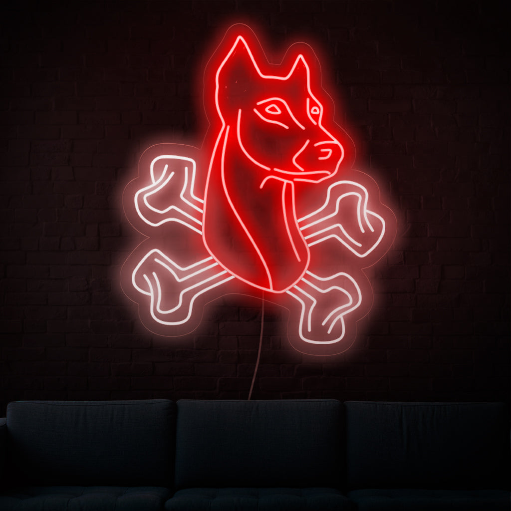 A "placa de neon do Doberman" acende com um brilho intenso, infundindo seu espaço com a força e a lealdade associadas a essa raça canina icônica, perfeita para entusiastas de cães e ambientes com temas de animais de estimação.