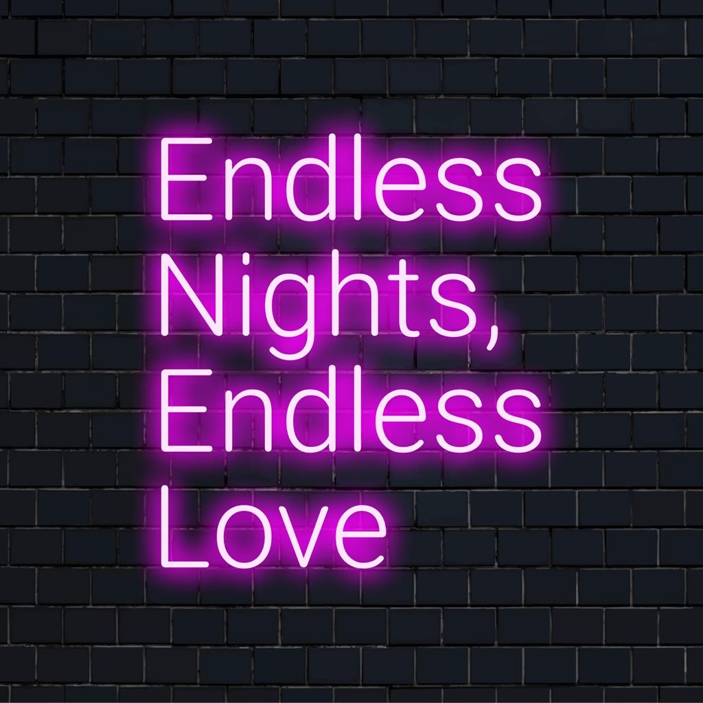 Letreiro de LED neon vibrante e personalizado com os dizeres Endless Nights, Endless Love como uma decoração de luz neon deslumbrante para seu espaço.