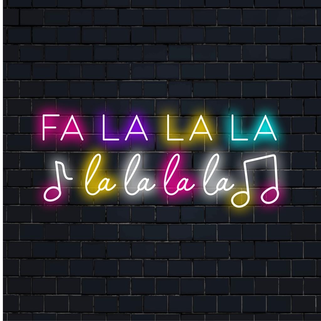 Placa de LED neon personalizada festiva 'Fa La La La', decoração com luz neon brilhante e vibrante para entusiastas de arte com texto neon natalino.
