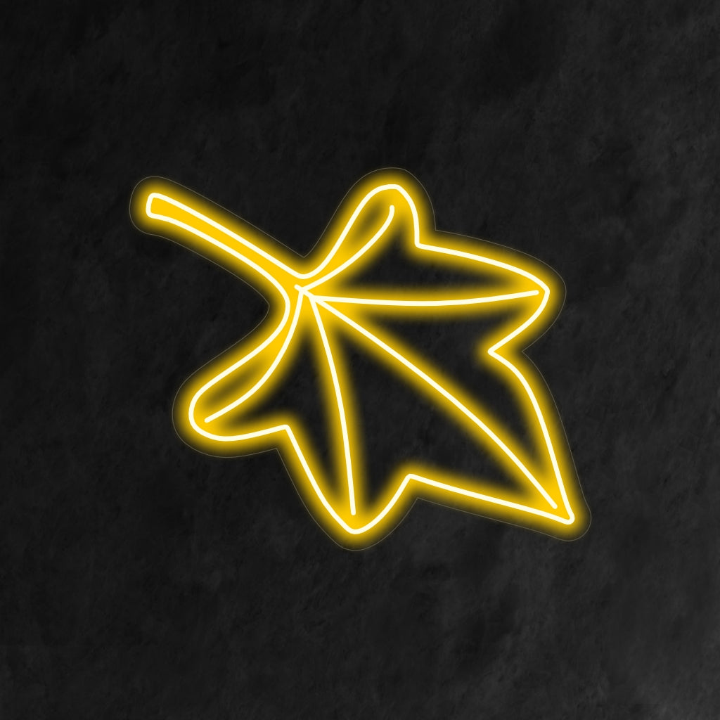 "Fall Leaf Neon Sign" acende com tons quentes de outono, perfeito para decoração sazonal e espaços que celebram a beleza do outono.