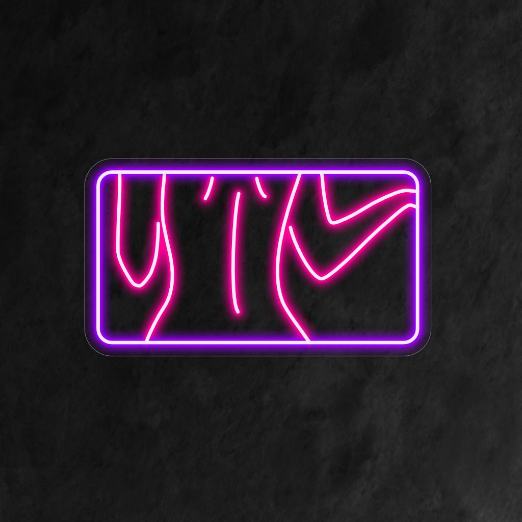 "Letreiro de neon com costas femininas" acende com um brilho elegante, perfeito para estúdios de moda e espaços que celebram o fascínio da estética feminina, adicionando um toque de beleza ao ambiente.