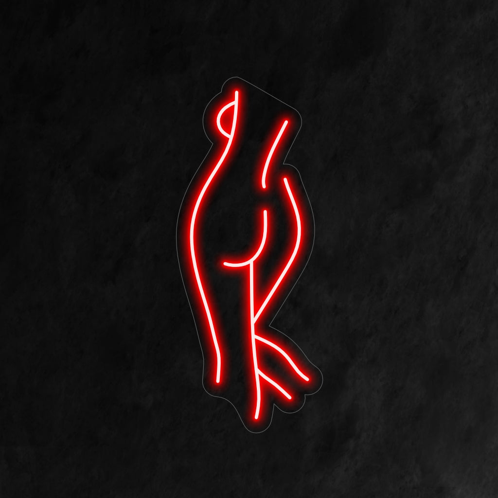"Letreiro de neon para corpo feminino" ilumina com elegância artística, perfeito para galerias de arte e espaços que apreciam o apelo estético da forma feminina.