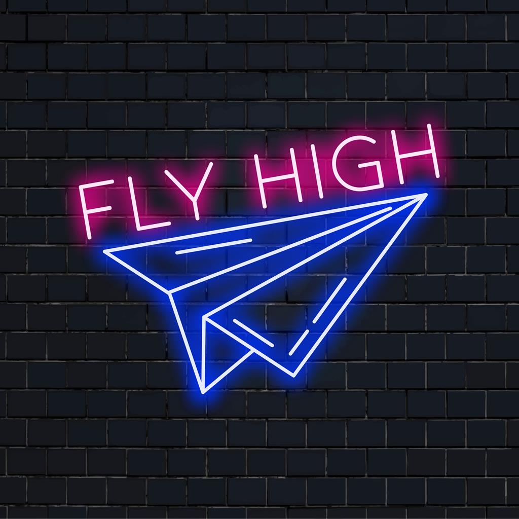 Placa de neon LED personalizada com um avião de papel; perfeita para arte de parede exclusiva e decoração com luz neon vibrante.