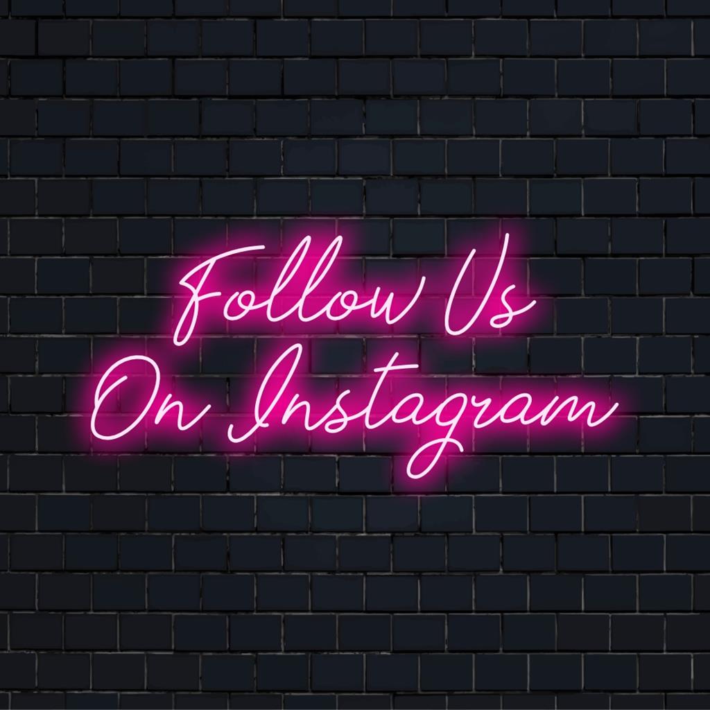 Luz de neon LED personalizada com texto Siga-nos no Instagram, ideal para decoração de marca e adicionar um toque moderno a qualquer espaço.