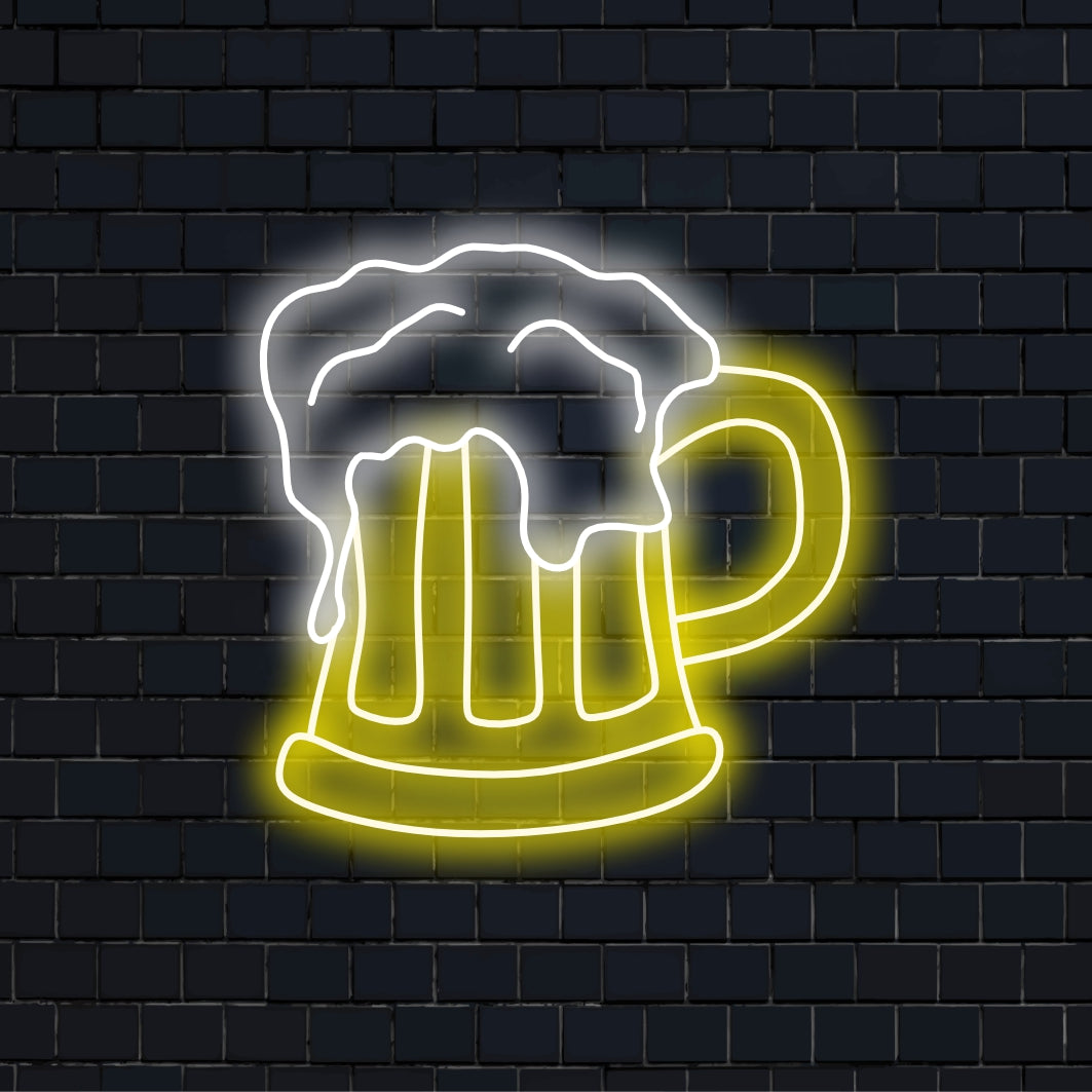"Placa de neon de cerveja espumosa" - Cheia de vibrações de pub, perfeita para bares e cervejarias, que celebram a alegria de uma cerveja gelada e espumosa.