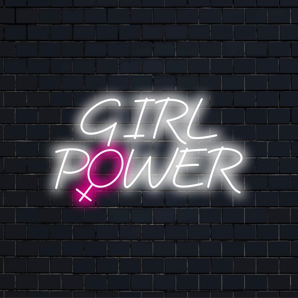 Placa de LED neon vibrante e personalizada da Girl Power, perfeita para personalizar espaços com arte de parede neon estilosa e empoderadora.