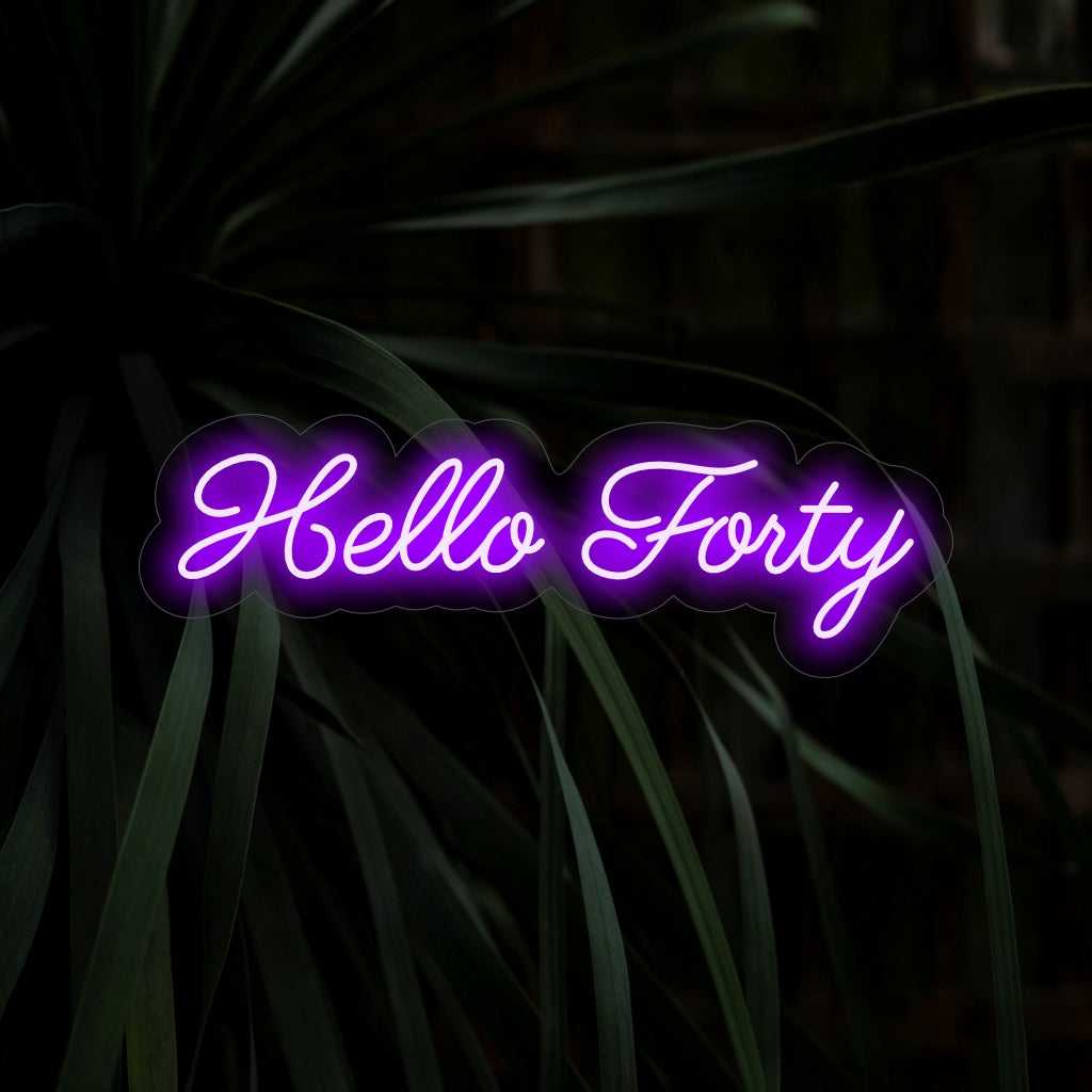 "Placa de neon Hello Forty" - Uma adição alegre e comemorativa para festas de 40 anos, espalhando uma vibração positiva e vibrante para marcar o início de uma nova década.
