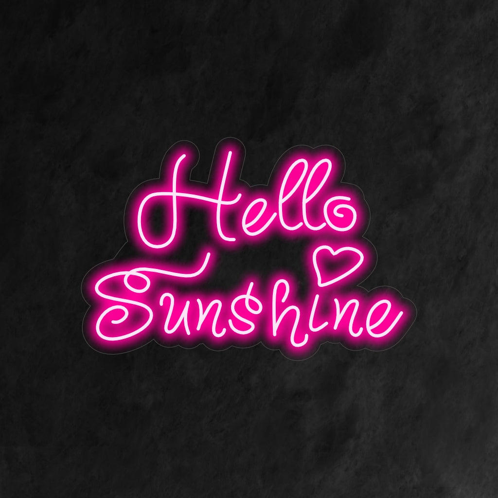 "Placa de Neon Hello Sunshine" é uma adição positiva e alegre ao seu interior. Uma luz neon que traz a mensagem inspiradora de uma saudação ensolarada.