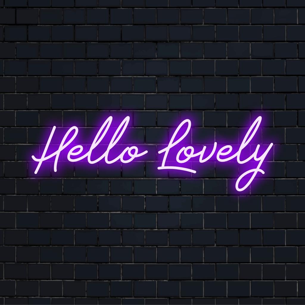 Letreiro de neon LED elegante e convidativo com Hello Lovely, perfeito para decoração personalizada, arte de parede neon ou exibição de letreiro neon personalizado.