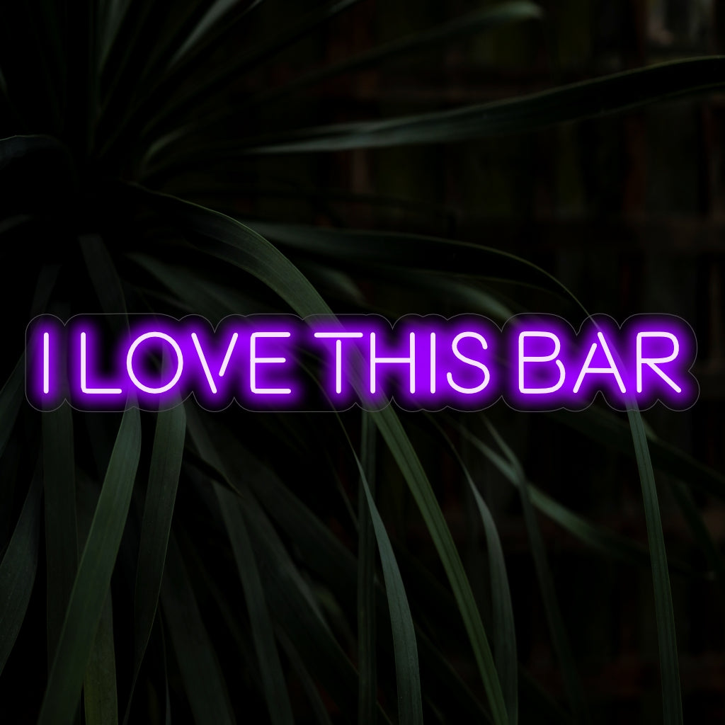 "Eu amo este letreiro de neon de bar" - Um complemento animado e convidativo para bares, com uma declaração de amor pela atmosfera do bar, criando um ambiente vibrante e energético.