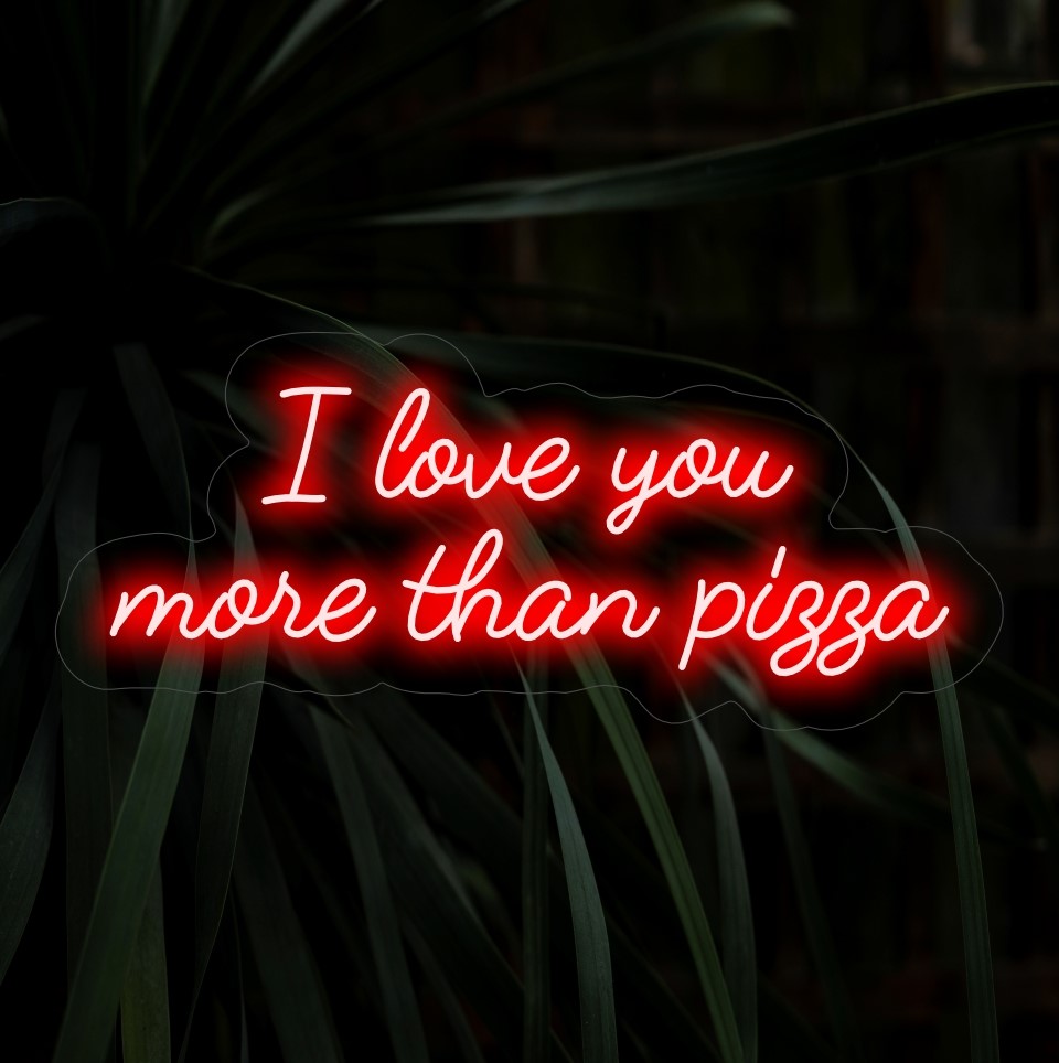 "Eu te amo mais que pizza" - Uma adição divertida e afetuosa, com uma declaração de amor bem-humorada, criando uma atmosfera divertida e interessante para celebrações de amor.