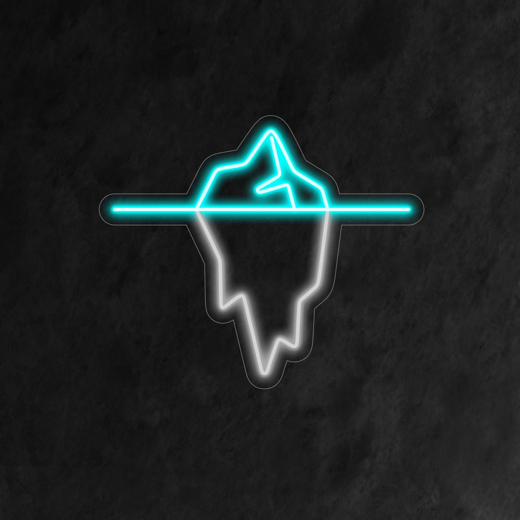 "Placa de neon de iceberg" - Um toque legal e cativante, com uma representação artística de um iceberg, perfeito para espaços com tema náutico ou de inverno.