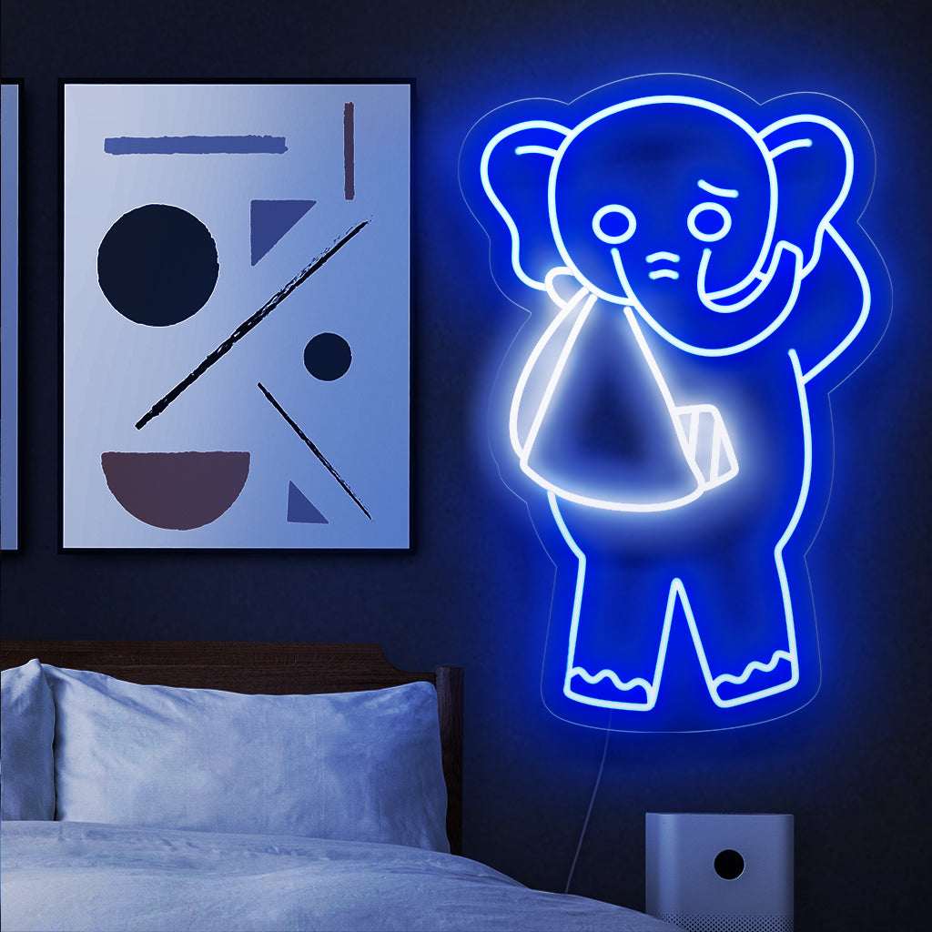 "Placa de neon de elefante ferido" - Um símbolo poderoso que defende a proteção dos elefantes, esta luz de neon desperta conscientização e reflexão sobre os desafios que esses animais majestosos enfrentam.