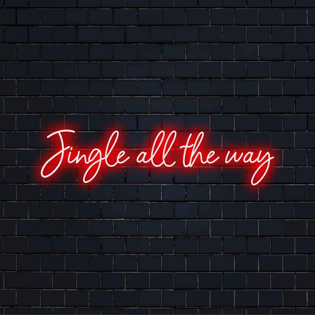 Jingle All The Way LED Neon: Arte de parede neon brilhante e festiva para decoração de feriados, iluminação personalizada perfeita para celebrações.
