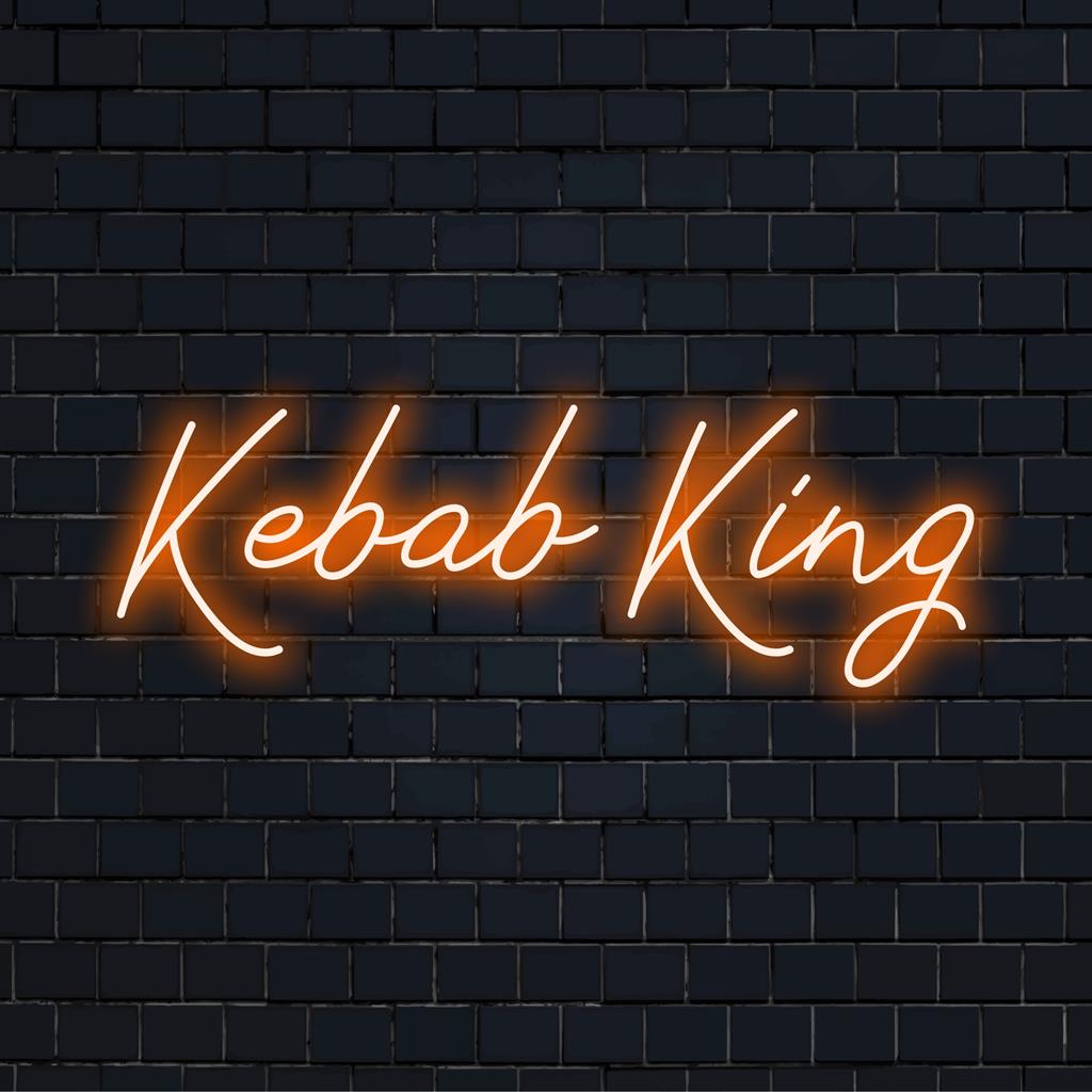 Placa de LED neon personalizada para o Kebab King em cores vibrantes, perfeita para adicionar um charme único a qualquer restaurante ou estabelecimento de alimentação.