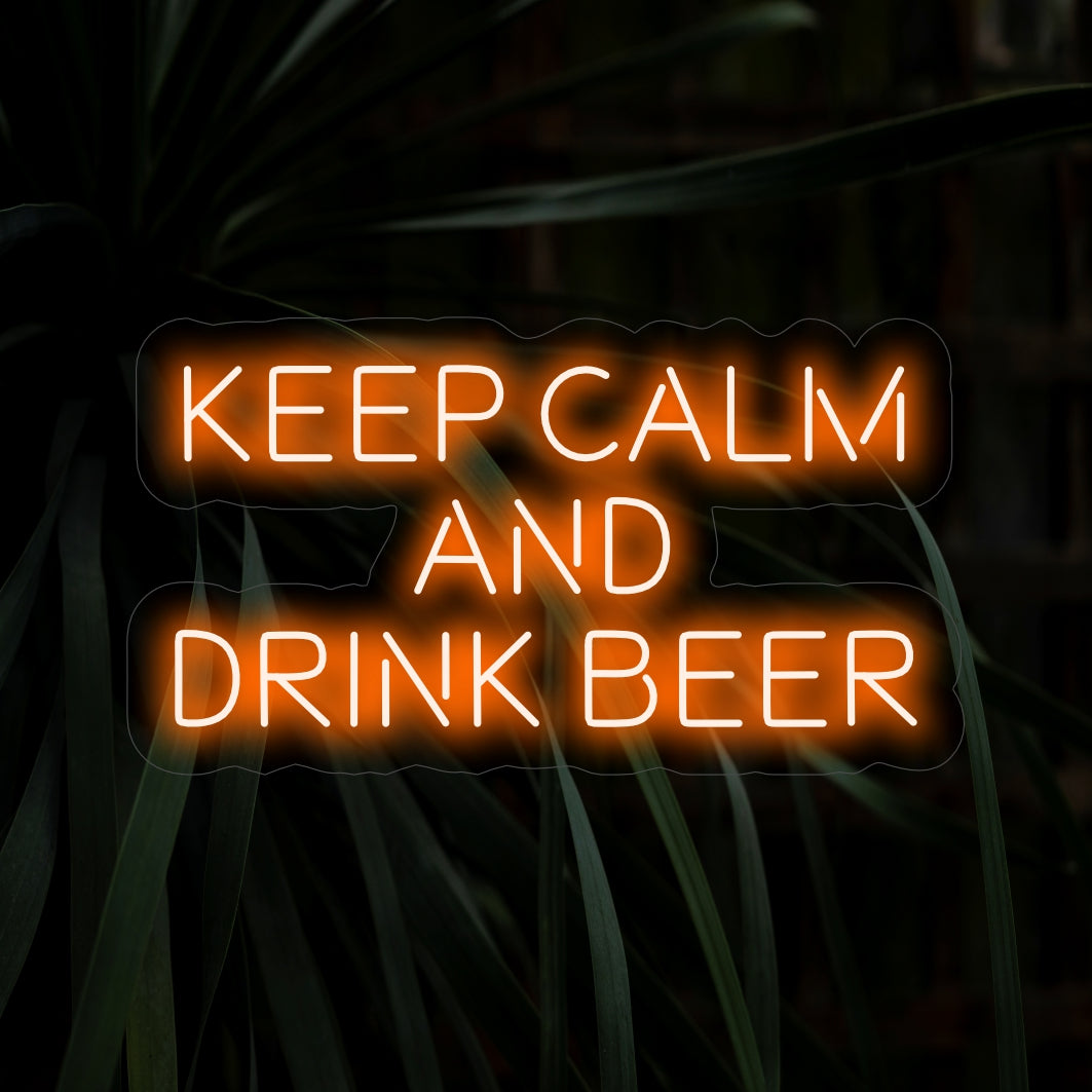 Letreiro de neon "Keep Calm And Drink Beer" - Dê um toque descontraído ao seu ambiente. Este letreiro de neon irradia uma atmosfera descontraída, criando o cenário perfeito para relaxar e saborear sua cerveja favorita.