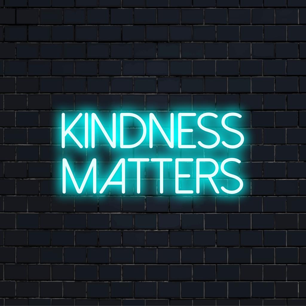 Placa de LED neon vibrante "Kindness Matters" com arte de neon inspiradora e decoração de luz neon personalizada.