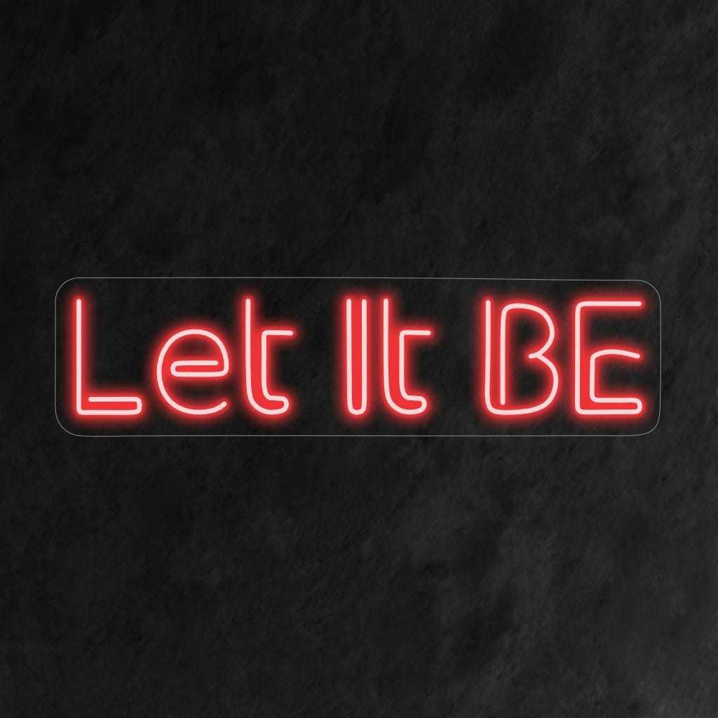 A placa de neon "Let It Be" traz um toque de serenidade ao seu ambiente. Uma luz neon minimalista que sussurra um lembrete para abraçar o momento presente com calma.