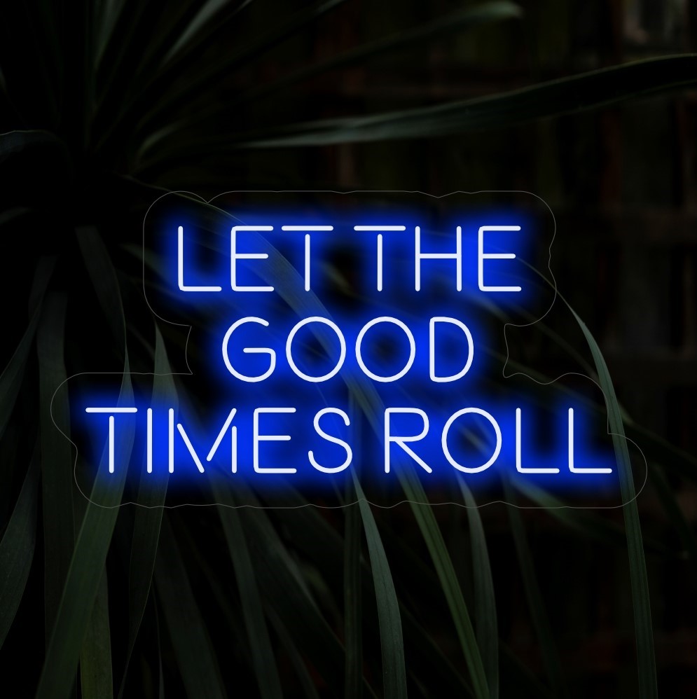 A placa de neon "Let The Good Times Roll" é uma explosão vibrante de energia para o seu espaço. Uma luz neon vibrante que convida você a aproveitar e saborear cada momento de alegria e celebração.