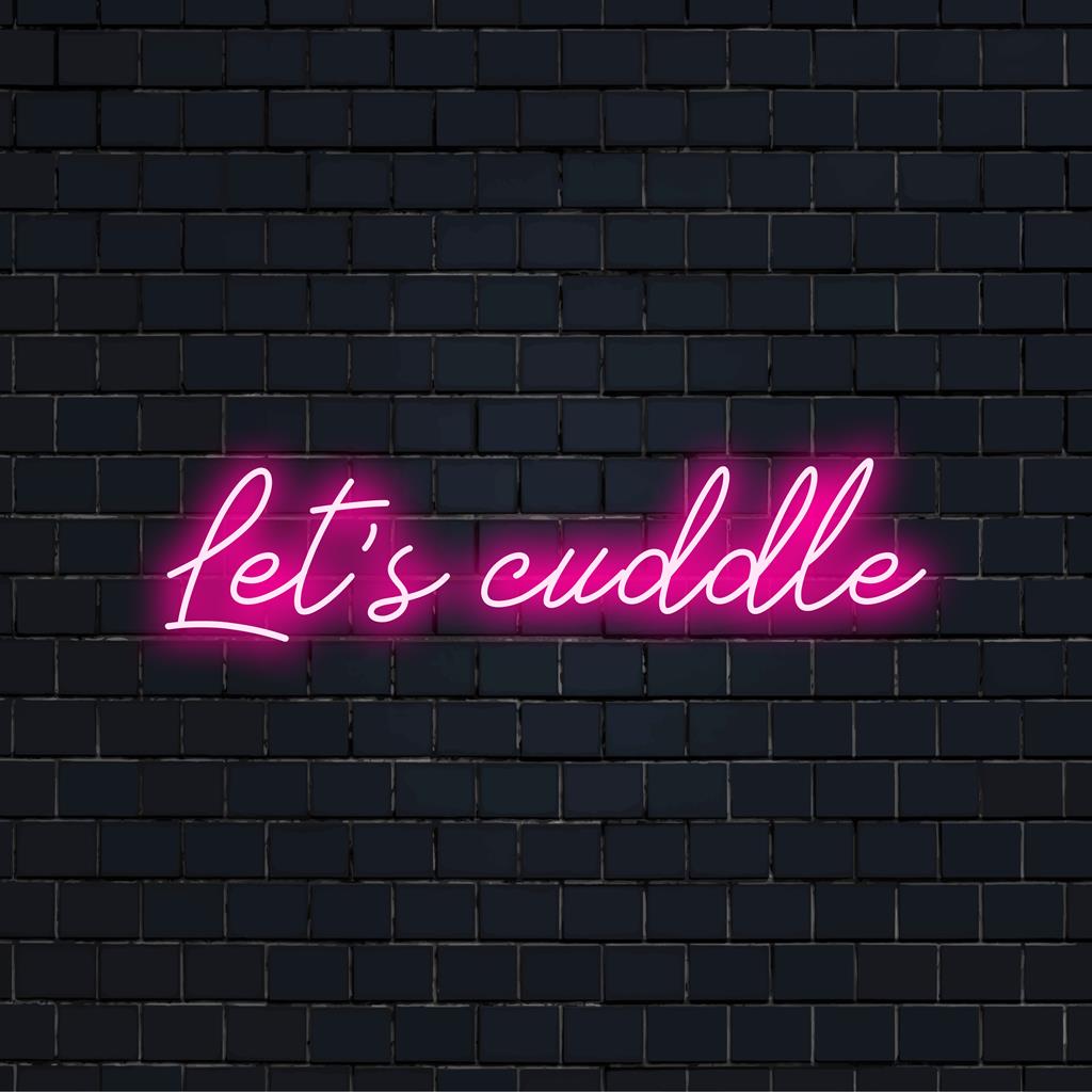 Placa de neon LED personalizada exibindo "Let's Cuddle 2" em cores vibrantes, perfeita para uma aconchegante arte de parede neon e decoração de luz personalizada.