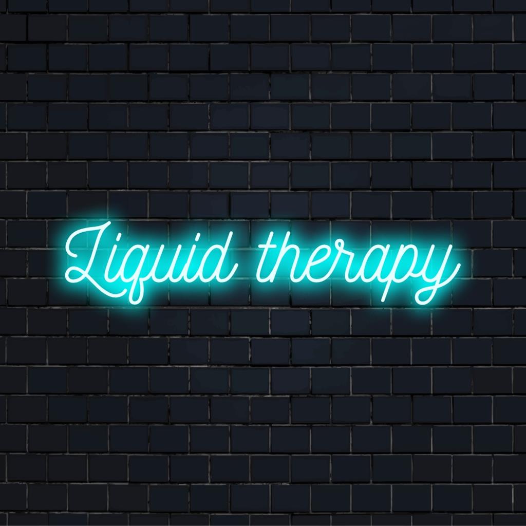 Letreiro de neon Liquid Therapy com brilho vibrante, perfeito para dar um toque único ao seu espaço. Decoração personalizada com luzes de neon LED.