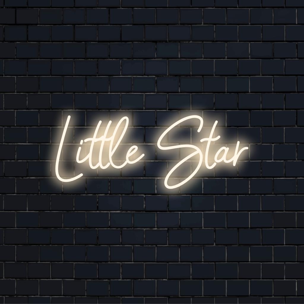 Placa de neon LED personalizada com a inscrição Little Star, irradiando um brilho suave, perfeita para dar um toque celestial a qualquer espaço.