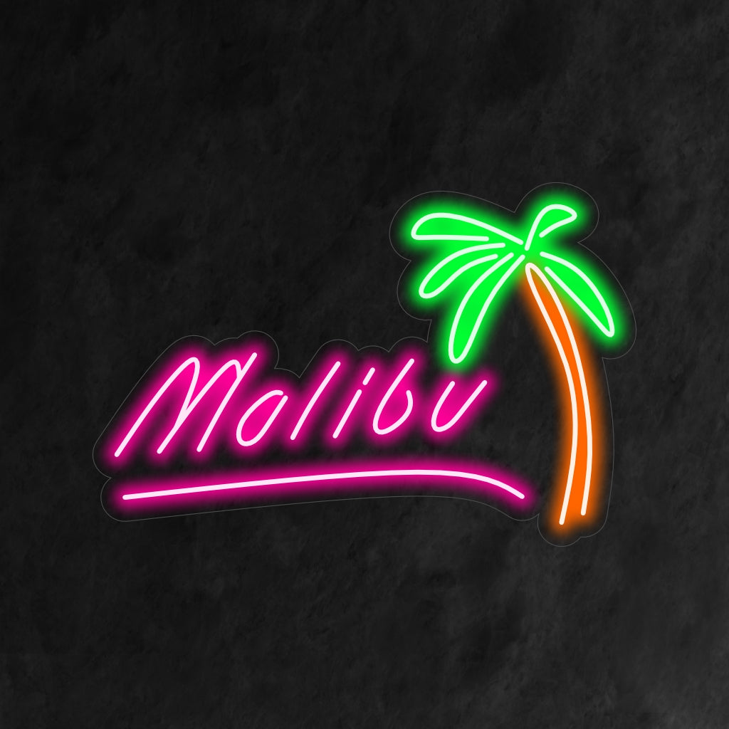 "Malibu Neon Sign" é uma adição praiana e descontraída ao seu interior. Uma luz neon que captura a essência do clima ensolarado e descontraído de Malibu.