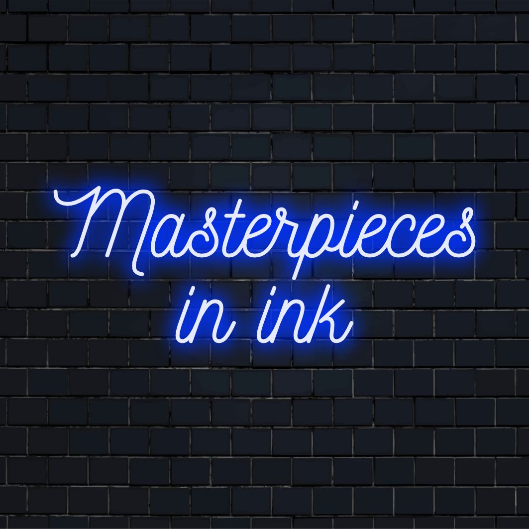 Placa de LED Unique Masterpieces In Ink para arte neon personalizada perfeita, iluminando espaços com elegância feita sob medida.