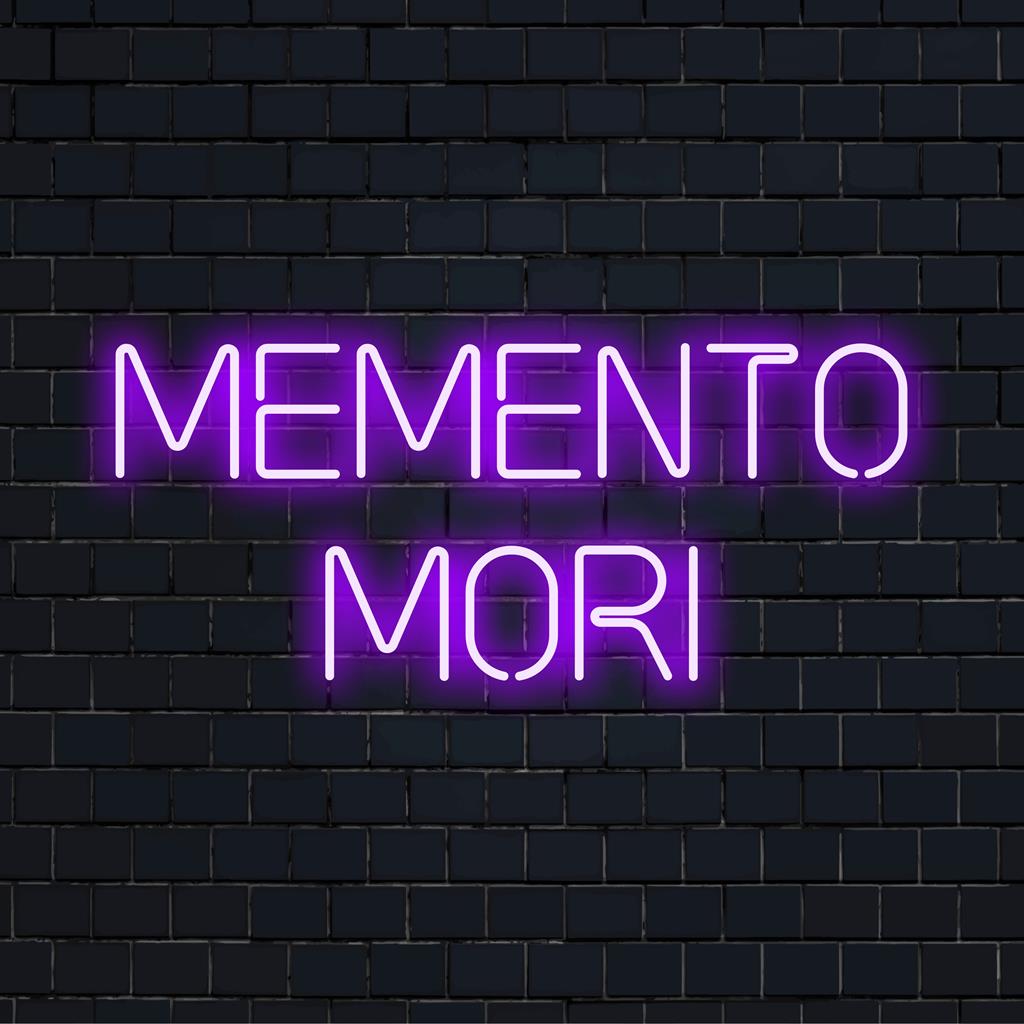 Placa de LED neon personalizada Memento Mori com arte neon cativante, perfeita para uma decoração ousada e artística.