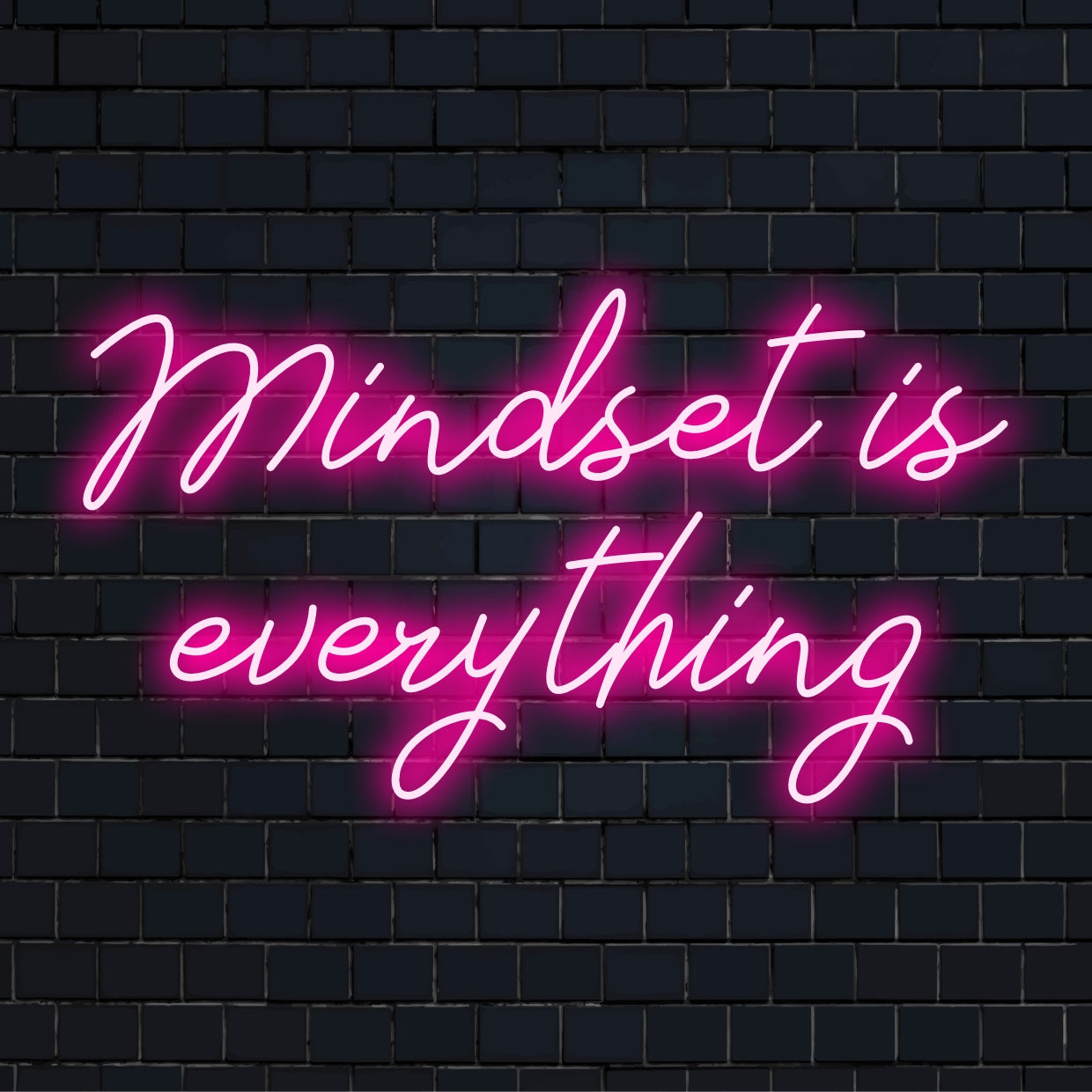 Placa de neon LED personalizada com a frase Mindset Is Everything, perfeita para arte neon motivacional e decoração personalizada.