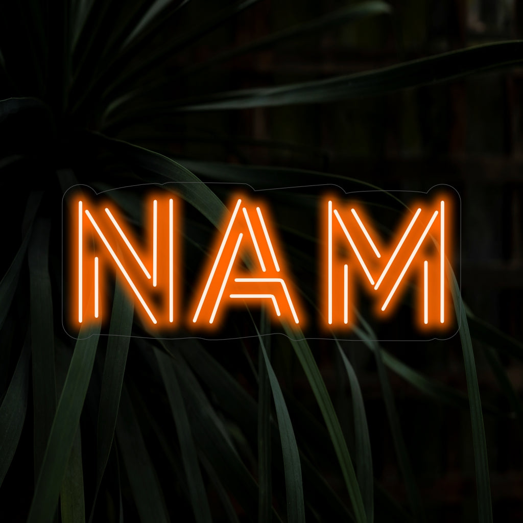 "NAM Neon Sign" é um acessório elegante e minimalista, perfeito para espaços que valorizam a simplicidade e o design moderno. Ilumine com estilo contemporâneo!